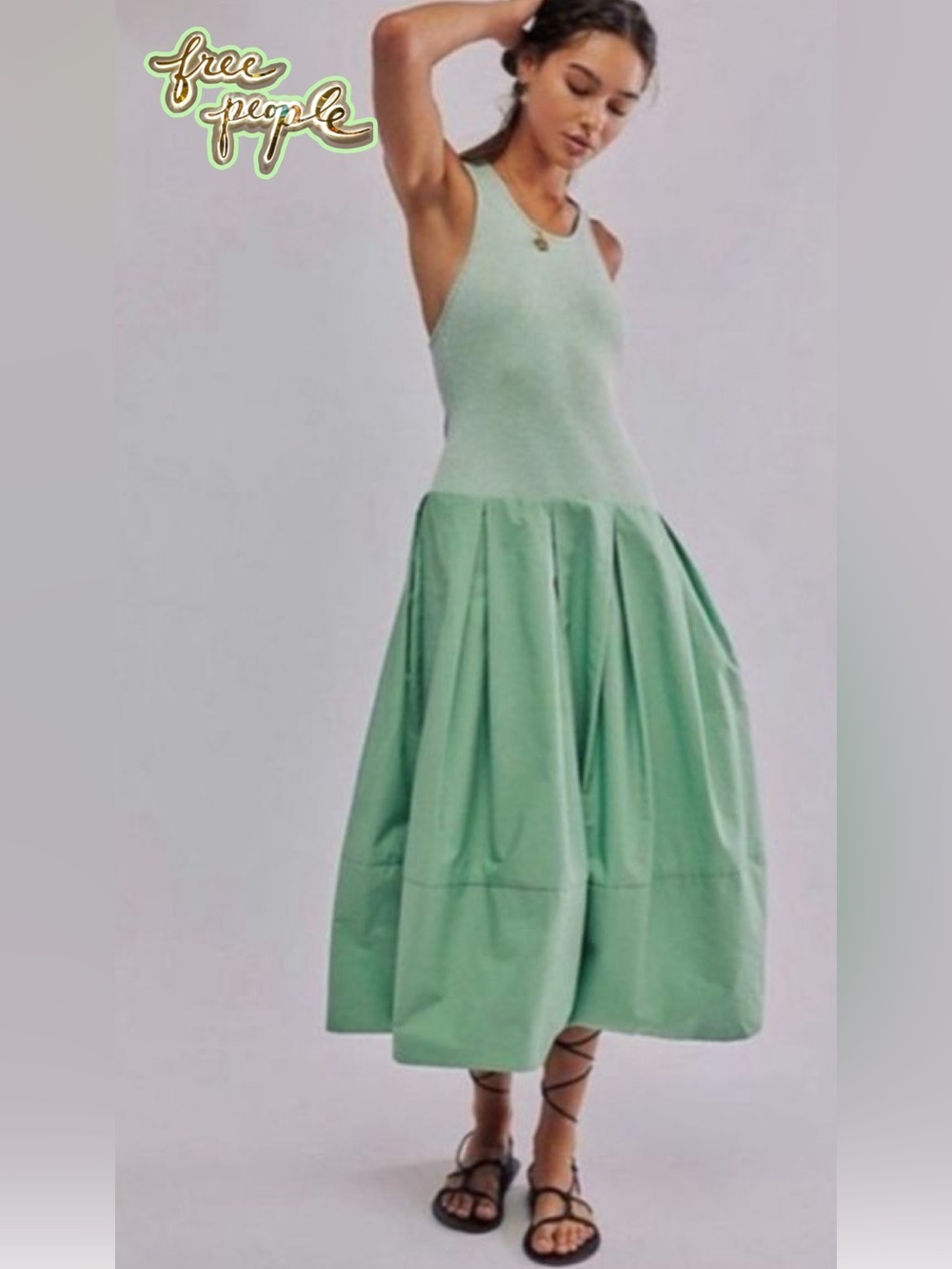 🆕 Free People Drops Of Venus Midi Dress Green Large ☀️Summer☀️